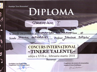 Premiul I la Concursul "Tinere Talente"